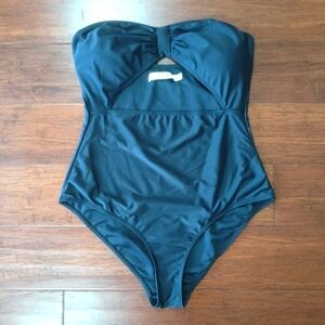 JUSTFAB women's swimsuit complete black size L open front‎